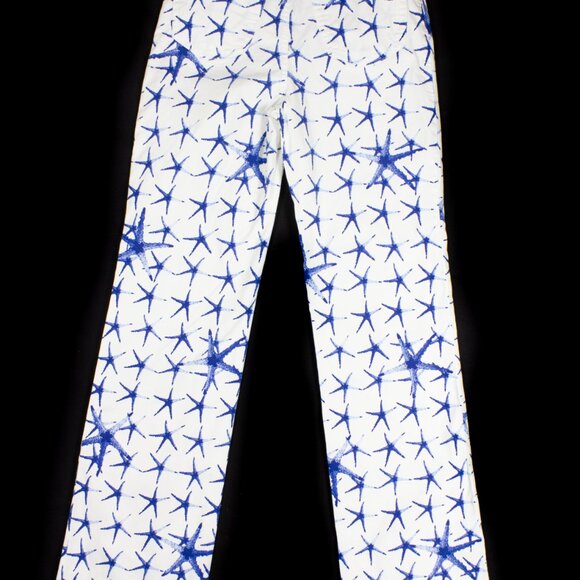 VERSACE VINTAGE STARFISH PATTERN WHITE PANTS - Picture 3 of 7